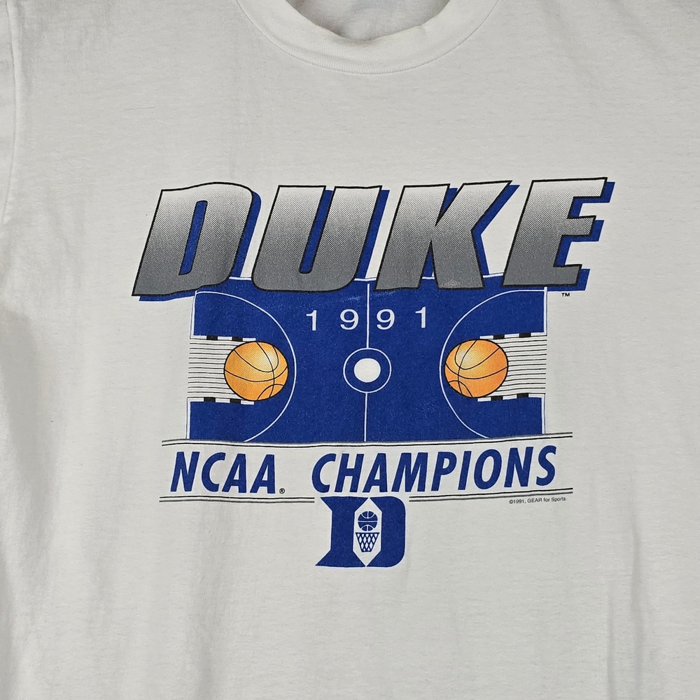 Vintage 1991 Duke NCAA Champions T-Shirt Mens Large Gear for Sports Made in USA - Picture 3 of 11